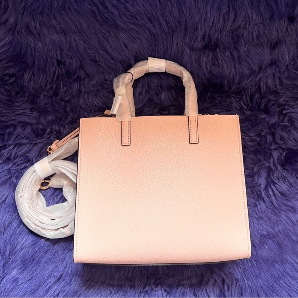New! MARC JACOBS Mini Grind Leather Tote Crossbody Bag in Peach Whip Pink - Picture 7 of 12